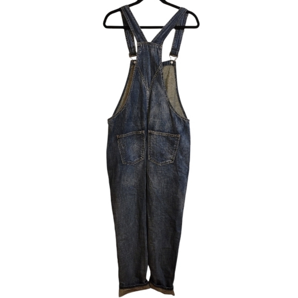 Pistola Dark Wash Denim Distressed Boyfriend Oversized Overalls Size M - Picture 2 of 4